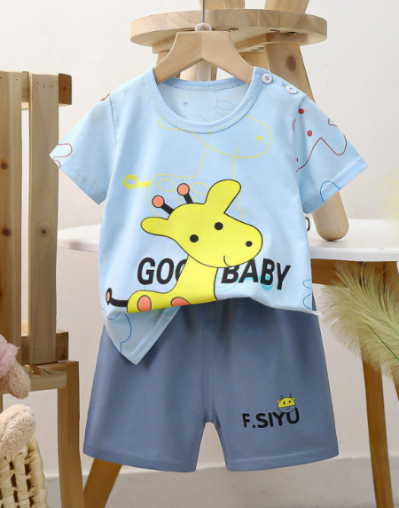Boys Blue T-shirt Grey Pant Set