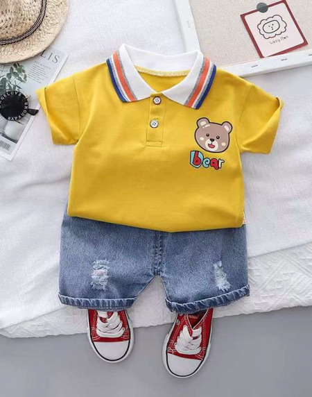 Boys Yellow T shirt Jeans pant set