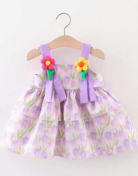 Purple Frock for Girls – Sleeveless