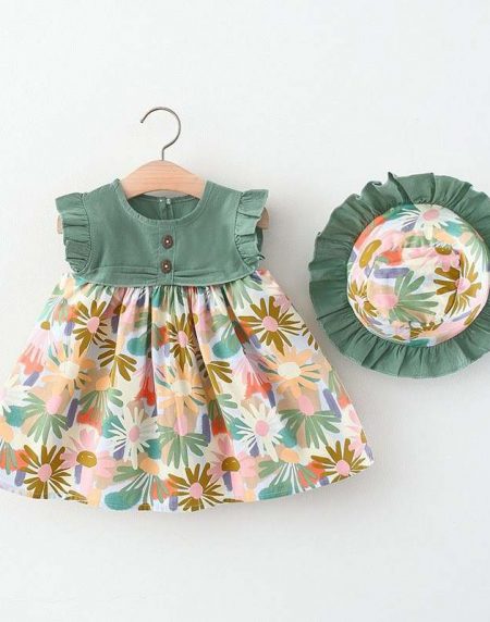 green floral frock